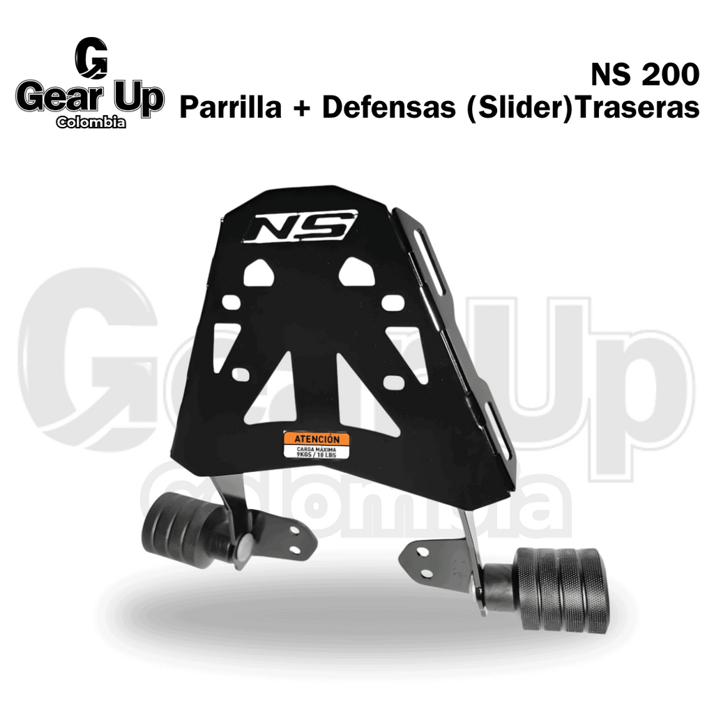 NS 200 - Parrilla + Defensas (Sliders) Traseras