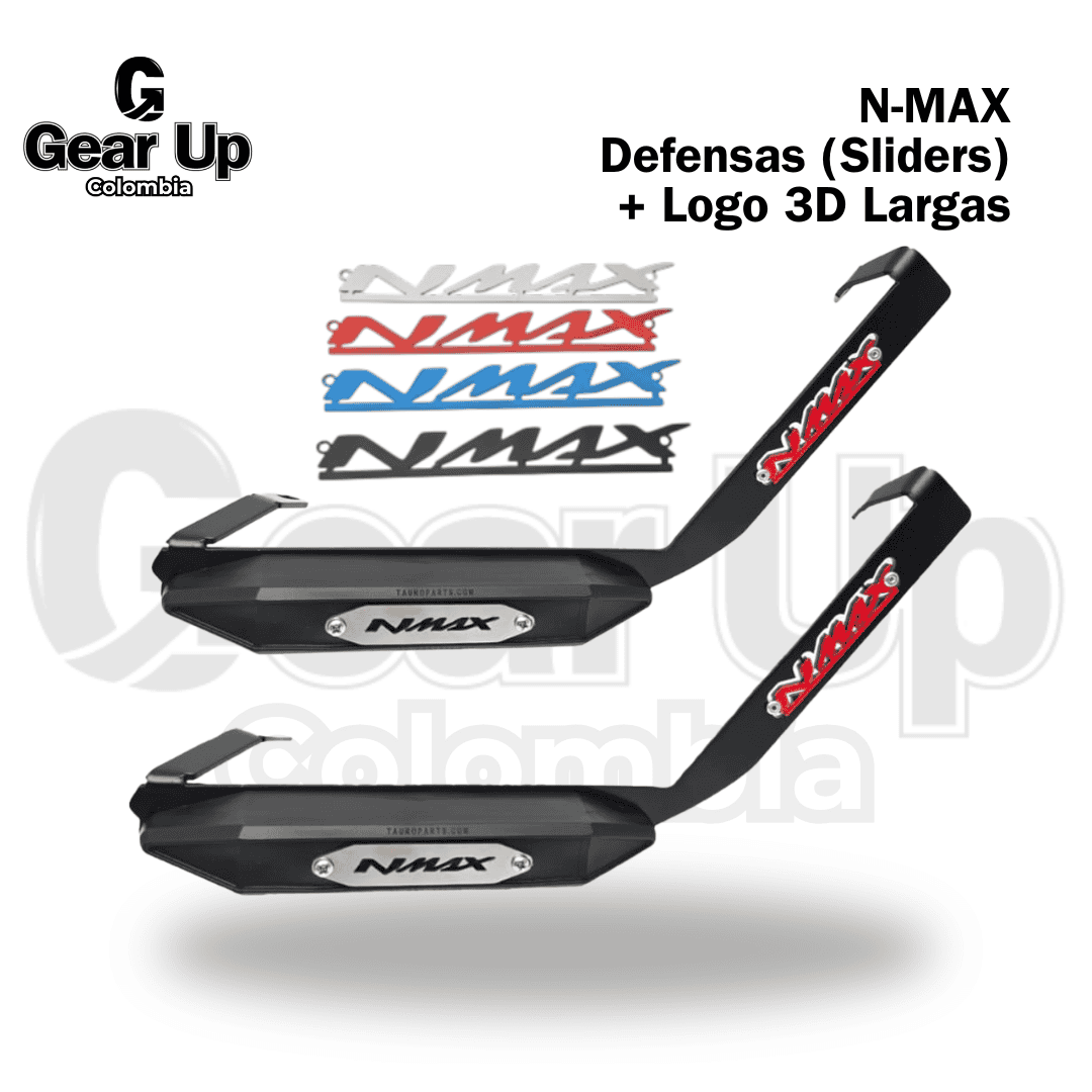 Nmax Connected V3 - Defensas (Sliders) Delanteras Largos + Logo 3D