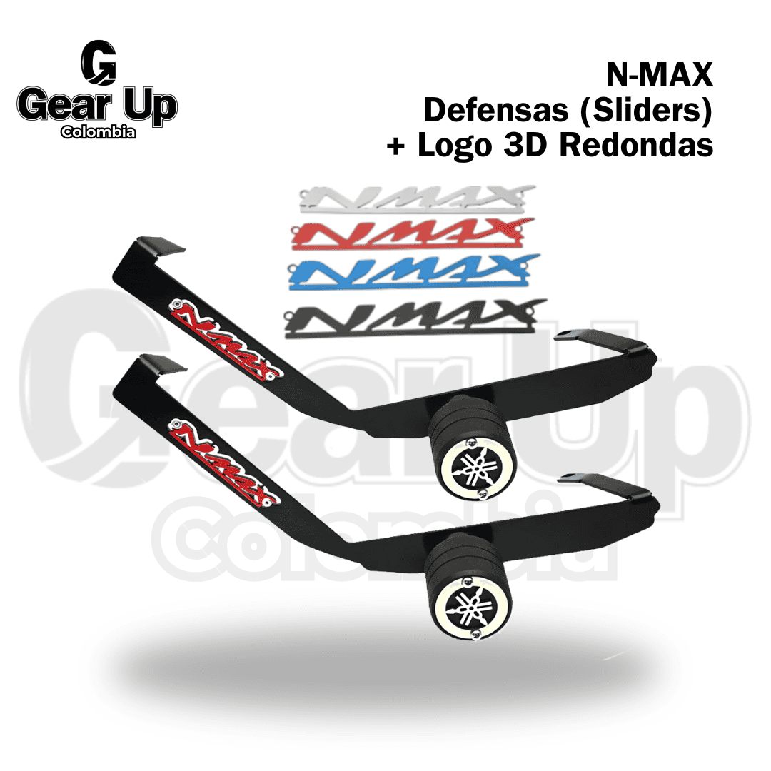 Nmax Connected V3 - Defensas (Sliders) Delanteras Redondas + Logo 3D